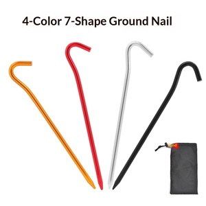 High Strength Aluminum Alloy <b>Tent</b> Stakes 7 Shape Colorful Windproof <b>Canopy</b> Pegs Outdoor Camping <b>Tent</b> Ground Nails With Guy Rope - Product Image 2