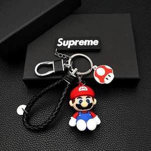 Dessin animé mignon <span class=keywords><strong>Mario</strong></span> Super Mary Silicone <span class=keywords><strong>cartable</strong></span> porte-clés personnalité créative voiture pendentif pour hommes et femmes - Product Image 5