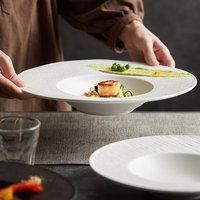 Plats de service européens Offre Spéciale Assiette de pâtes profonde ronde en grès pour restaurant 9.5 / 12 pouces