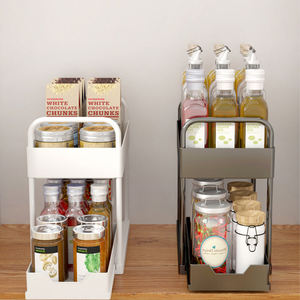 Organisateur de placard coulissant multifonctionnel en ABS pour cuisine et salle de bain, panier de rangement à 2 niveaux pour placard de cuisine et sous l'évier - Product Image 4