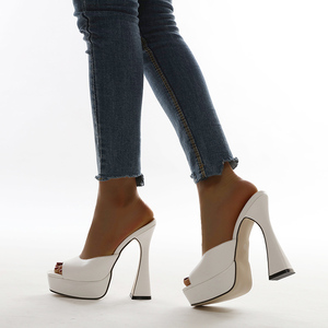 Nuevo en 2024, Zapatos de Tacón Alto para Mujer, Estilo Europeo y Americano, Punta Cuadrada, Resistentes al Agua, Tacón de Cristal, Color Sólido, Superficie Lisa - Product Image 2