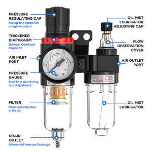 AirTAC AFC1500 AR1500 Actuator Pneumatic Water Oil Separator Models AFC1500M1 AFC1500 Air Pump <strong>Pressure</strong> <strong>Regulator</strong> Valve Filter - Product Image 3