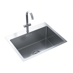 Fregadero de Cocina de Acero Inoxidable, de un Solo Tazón, Rectangular, de Instalación Bajo Encimera, Superficie Pulida, Diseño Minimalista - Product Image 1