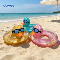 Bouée de natation gonflable Joyee en forme de tête de canard, étanche, remplie de confettis dorés, en PVC transparent, unisexe, pour l'été, la plage et la piscine