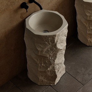 <span class=keywords><strong>Lavabo</strong></span> Cilindrico Monoblocco Hongdec in Pietra Artificiale con Venature Bianche Effetto Legno - Product Image 5