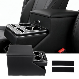 Multifunctional Cup Holder Storage <b>Box</b> With Lockable Compartment For Mpvs And Suv Center Console Black - Product Image 4