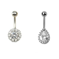 Bijoux de piercing pour femme en acier inoxydable 316L avec zircon, anneaux de nombril en forme de goutte d'eau