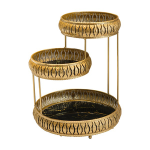 Organizador de maquillaje de tres niveles dorado, estante de almacenamiento para productos de cuidado personal en el baño, soporte giratorio para cosméticos. - Product Image 3