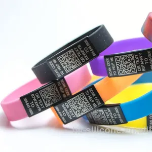 Silicone medical alert and custom made qr id bracelets