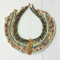 Collier pendentif Vierge Marie en pierre naturelle religieuse pour femmes