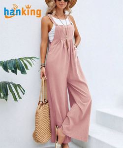 Mono de punto largo sin mangas de estilo dulce para mujer, overol casual holgado con tirantes para primavera - Product Image 6