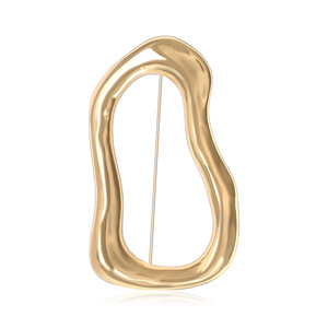 Ins Hot Selling Gold Plated Smooth Irregular Hoop <b>Brooch</b> Dual-Use <b>Pin</b> Alloy European American Style Wedding Fashion Jewelry for - Product Image 4
