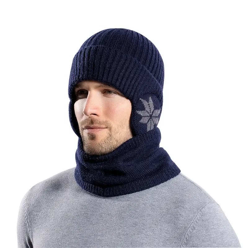 디자이너 로고 아크릴 겨울 따뜻한 니트 모자 남성 여성 도트 패턴 두꺼운 벨벳 야외 사이클링 귀 보호 모자