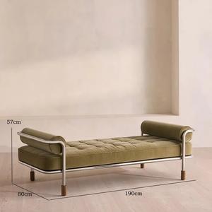 Banco <span class=keywords><strong>de</strong></span> Noche <span class=keywords><strong>de</strong></span> Acero Inoxidable <span class=keywords><strong>de</strong></span> Estilo Retro Francés, Banco <span class=keywords><strong>de</strong></span> Ocio Moderno y Sencillo con Tela <span class=keywords><strong>de</strong></span> Terciopelo, Muebles para el <span class=keywords><strong>Hogar</strong></span>, Sala <span class=keywords><strong>de</strong></span> Estar y Apartamento - Product Image 6