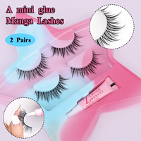 Nouvelle fabrication Ziyimei HH17, 2 paires de cils œil de chat, tige transparente, colle naturelle, soie noire douce, longueur 30-32 mm