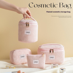 Set de Neceser de <span class=keywords><strong>Pana</strong></span> de Gran Capacidad Bolsa Portátil con Cremallera Elegante Rosa Multifuncional de Moda para Almacenamiento de Maquillaje - Product Image 2