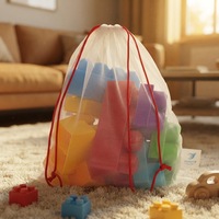 Vente en gros d'emballages RPET avec logo personnalisé Stockage d'épicerie réutilisable écologique Sacs en filet à cordon Sacs à provisions