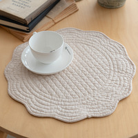 Nouveauté : Sets de table brodés unis et simples, sous-plats ronds en coton matelassé, dessous de plat et de tasse pour la maison