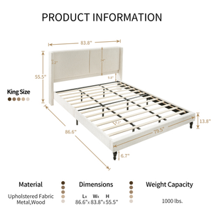 <span class=keywords><strong>Lit</strong></span> rembourré moderne <span class=keywords><strong>de</strong></span> taille King réglable avec tête <span class=keywords><strong>de</strong></span> <span class=keywords><strong>lit</strong></span> tuftée à boutons froncés écologique sans sommier <span class=keywords><strong>de</strong></span> couleur blanche - Product Image 4