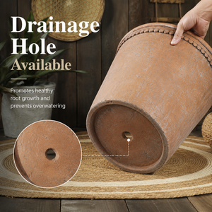 Pots de jardin de grande taille de qualité commerciale, finition antique, style rustique en terre cuite, pots décoratifs résistants aux intempéries pour les hôtels - Product Image 3