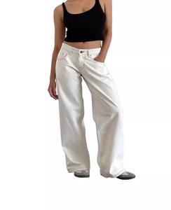 Haute qualité américain taille basse jambe droite <span class=keywords><strong>jean</strong></span> femmes nouvelle mode lâche rue large jambe Denim pantalon femmes - Product Image 1