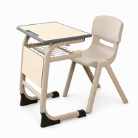 Ensemble chaise et bureau scolaire robuste et fixe, idéal pour les projets en classe, en académie et dans les centres d'apprentissage post-éducatifs