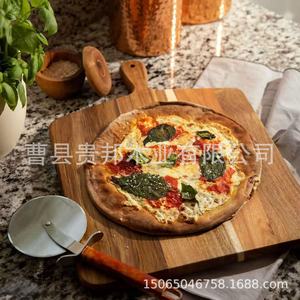 Tabla de cortar redonda de madera de acacia con asa para cocina, carne, queso, pan, pizza. - Product Image 2