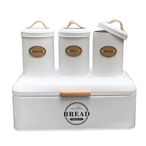 4 Pieces Storage Food Biscuit Canister Kitchen Counter Bread Box Set Large Vertical Metal Stainless Steel Food Container