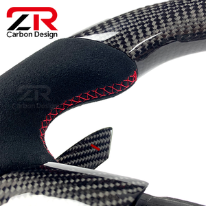 Volante de Fibra de Carbono Personalizado para <span class=keywords><strong>Jaguar</strong></span> XKR, Volante de Cuero con Levas para XF, XE, XJ, X-Type, F-Type, XK, XKR-S Coupé - Product Image 4