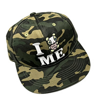 Casquette Snapback Personnalisée avec Votre Photo, Motif Camouflage Léopard, Visière Plate, Broderie 3D en Relief de Personnage Ours Cartoon