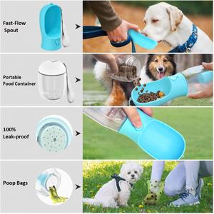 Botella de Agua 3 en 1 para Perros de 20 oz, Contenedor de Alimentos, Dispensador de Bolsas para Excrementos |   Dispensador de Agua Portátil a Prueba de Fugas para Mascotas con Clip de Mosquetón |   Viajes - Product Image 3