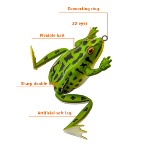 Vente en gros de grenouille à sauter Plop RF01 65mm, leurre en silicone souple à corps creux vert Rana Topwater goutte à goutte d'eau, inventaire de grenouille souple bon marché - Product Image 2