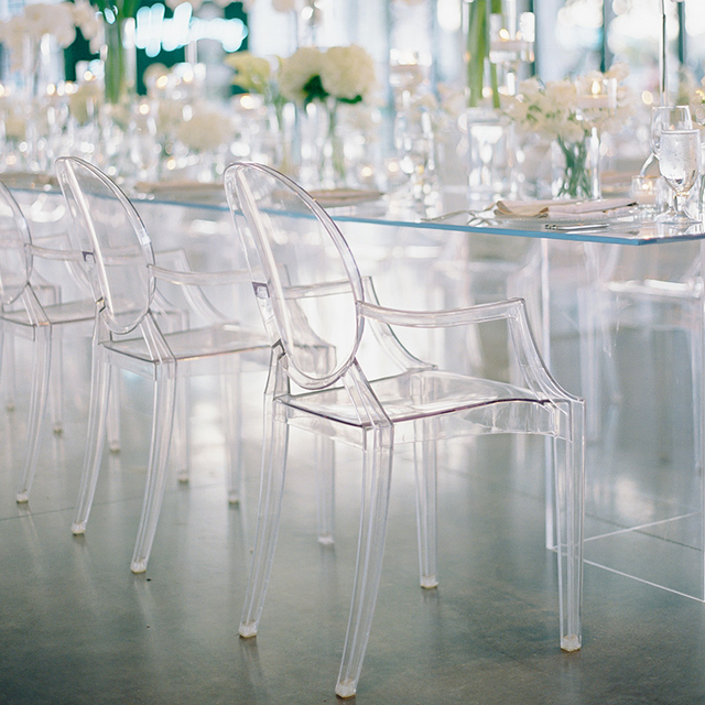 Wholesale Stackable Banquet Dining Party Event Arm Crystal Acrylic Ghost Chairs for Events