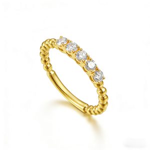 Bague pour femme plaquée or jaune avec diamant de laboratoire taille brillant rond, style classique de fiançailles, UJ Creations UR6592 - Product Image 3