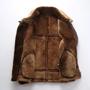 Donice klasik B3 bombacı ceket hakiki deri koyun derisi shearlıng ceket Mens