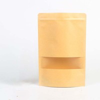 Sac en papier kraft brun pour l'emballage alimentaire avec fenêtre transparente et fermeture éclair, sacs en papier recyclables, sac en papier kraft brun pour l'emballage alimentaire
