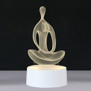 Lampe de nuit LED <span class=keywords><strong>3D</strong></span> en acrylique colorée avec design craquelé, effet stéréoscopique, pour <span class=keywords><strong>cuisine</strong></span>, thème Yoga et Méditation - Product Image 6