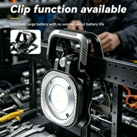 Lampe de travail LED portable avec pince, rechargeable USB-C, pour réparation automobile, inspection en garage, base magnétique, éclairage extérieur et camping