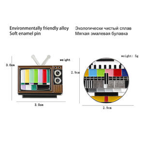Sming pimleri Retro TV emaye Pin TV istasyonu hiçbir sinyal ekran yaka rozeti şık eğlenceli karikatür broş - Product Image 6