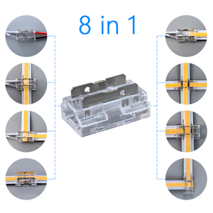 Conector Rápido Reutilizable, Abrazadera sin Soldadura, Conector 8 en 1 para <span class=keywords><strong>Tira</strong></span> de Luz <span class=keywords><strong>LED</strong></span> de 2 Pines y 8 mm - Product Image 1