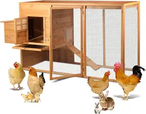 Large chicken coop Wooden rabbit house suitable for outdoor poultry cage Backyard box with runway and ventilation door