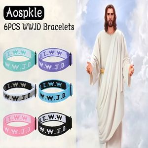 Factory Custom W.W.J.D. Letter Jacquard Print Wrist Band <b>Bracelet</b> Webbed Woven <b>Adjustable</b> <b>Bracelet</b> Gifts for Friendlies - Product Image 4