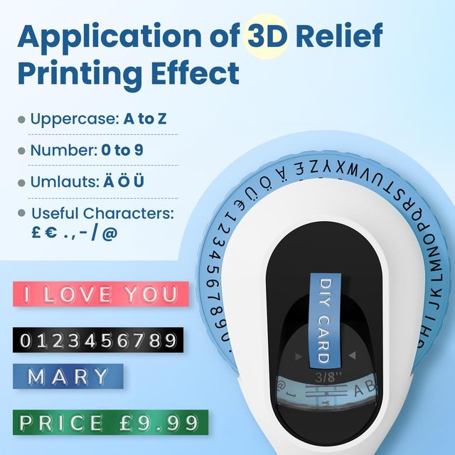 E975 Portable Manual Embossed Label Printer Lightweight DIY Home Use ABS Material