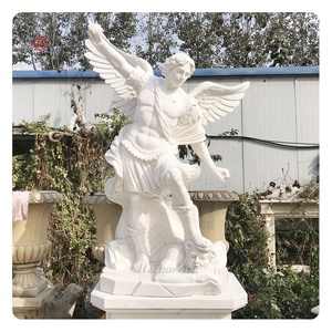 Statue d'ange grandeur nature en marbre St. <span class=keywords><strong>Michael</strong></span> pour jardin extérieur - Product Image 1