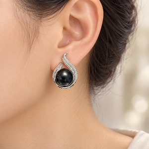 Ensemble de colliers en fausses perles noires en forme de larme pour femmes, élégant et brillant, tendance - Product Image 2
