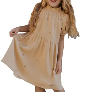 키즈 소녀 유아 자수 흡연 드레스 엄마와 나 매칭 드레스 아기 소녀 브랜드 어린이 옷을위한 첫 번째 생일 드레스