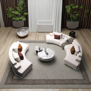 Set d'angolo per divano in legno curvo semicircolare stile di design Area di riposo Reception dell'hotel salone di bellezza discussioni sulle vendite degli ospiti dell'ufficio - Product Image 5