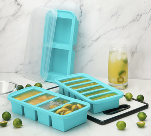 Purée de légumes et de fruits Plateau en silicone pour aliments pour bébés Conteneurs de stockage d'aliments et de glace faits maison Moules de congélation en silicone (3 pièces/ensemble) - Product Image 3