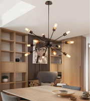 Prix pas cher Loft lustre industriel E27 fer métal noir starburst spoutnik suspension