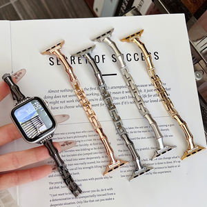 Pulsera de cadena de diamante de metal y bambú para <span class=keywords><strong>Apple</strong></span> <span class=keywords><strong>Watch</strong></span>, correas de reloj de 46mm y 49mm para IWatch Series 10 9 Ultra2 - Product Image 1